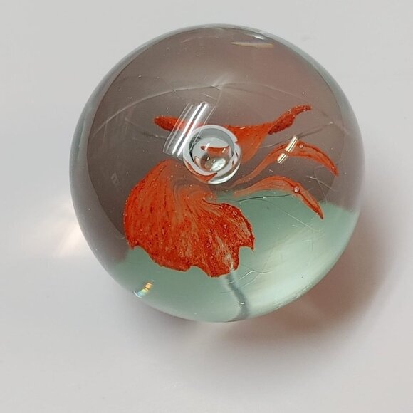 Vintage Red Butterfly Bubble Art Glass Handmade Paperweights - Read, Home Decor - Picture 9 of 9